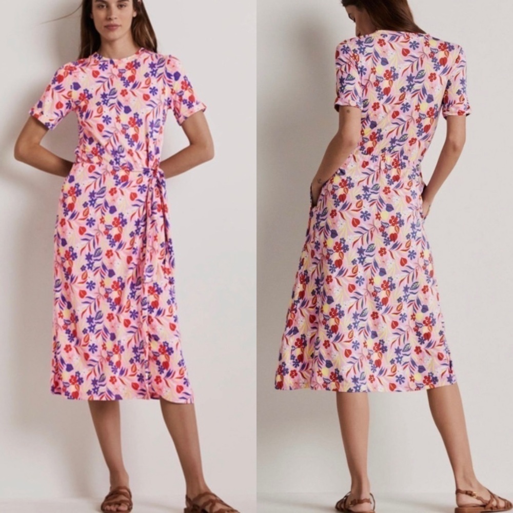 NWT Boden Amanda Jersey Midi Dress in Bonbon Tropic Foilage Floral